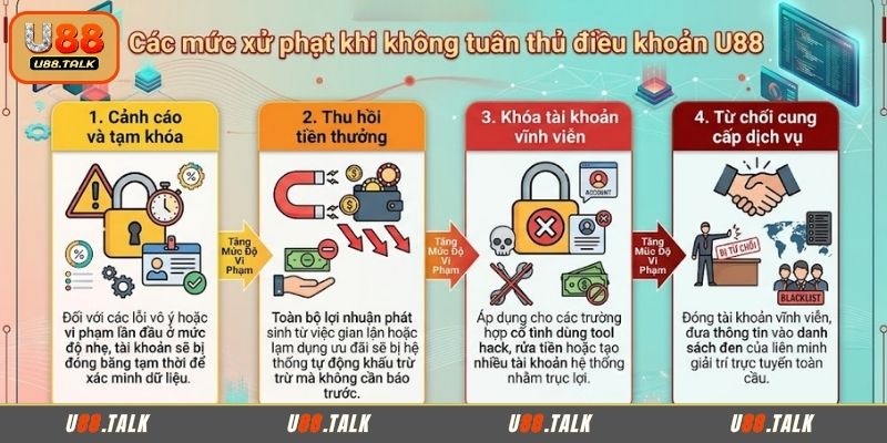 Các mức xử phạt khi không tuân thủ điều khoản U88
