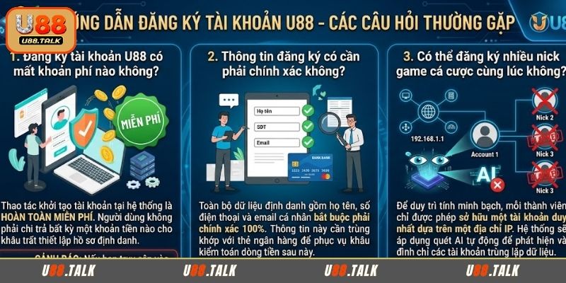 Câu hỏi liên quan U88 về vấn đề đăng ký tài khoản