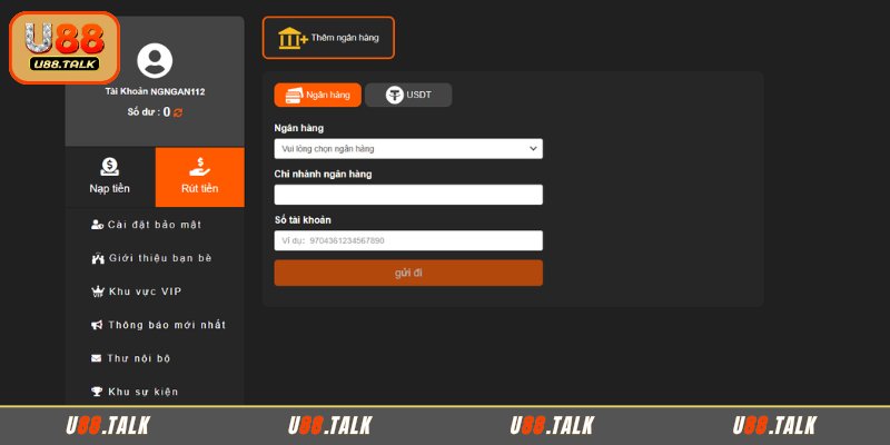 Hướng dẫn các bước nhận thưởng chi tiết trên U88