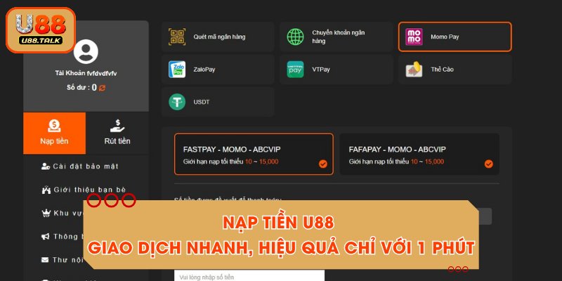 Nạp Tiền U88 - Giao Dịch Nhanh, Hiệu Quả Chỉ Với 1 Phút