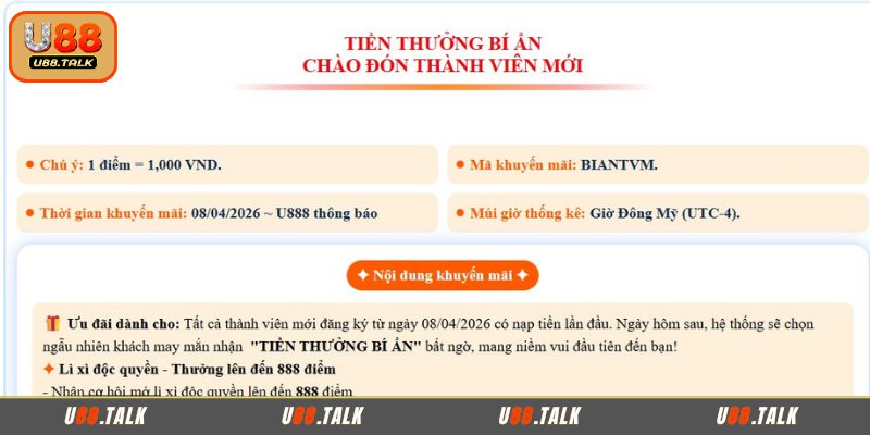 Tiền thưởng bí ẩn chào đón thành viên mới tại nền tảng