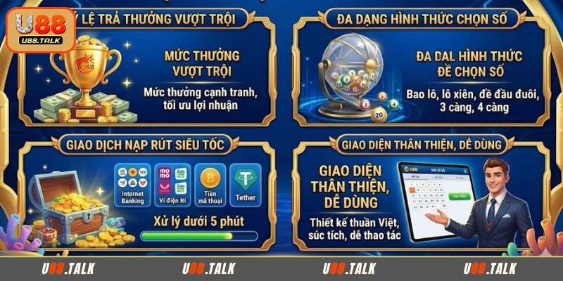 Ưu điểm của Xổ số U88 trực tuyến